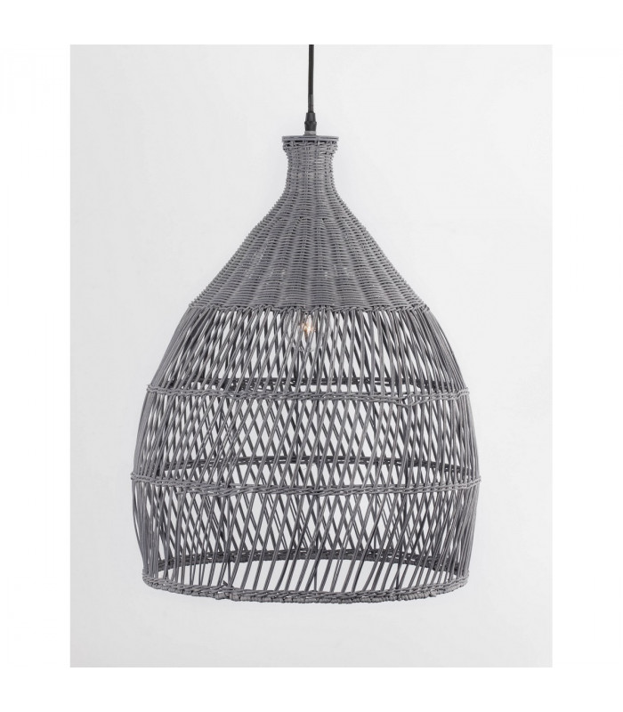Destin 42cm Dome Pendant Ceiling Light Metal Rattan Grey colour