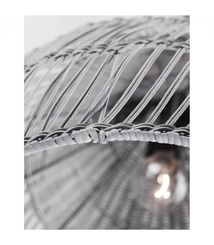 Destin 42cm Dome Pendant Ceiling Light Metal Rattan Grey colour