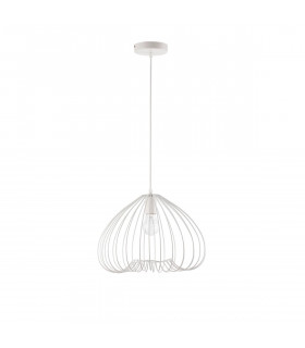 July 37cm Wire Frame Pendant Ceiling Light White Metal White LED E27-1