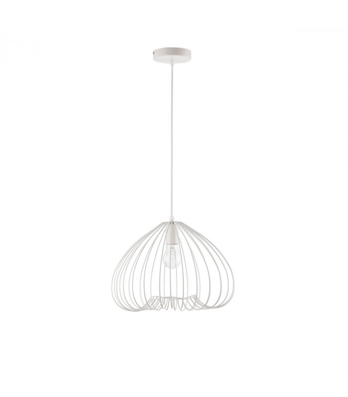 July 37cm Wire Frame Pendant Ceiling Light White Metal White LED E27-1