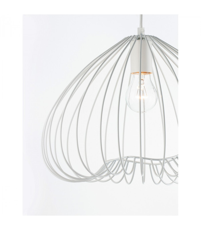 July 37cm Wire Frame Pendant Ceiling Light White Metal White LED E27-2