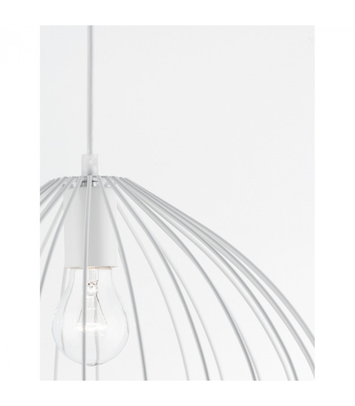 July 37cm Wire Frame Pendant Ceiling Light White Metal White LED E27-6
