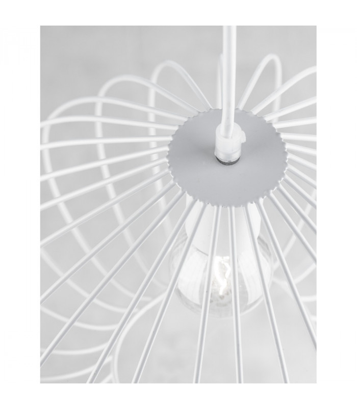 July 37cm Wire Frame Pendant Ceiling Light White Metal White LED E27-7