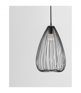 July 23cm Wire Frame Pendant Ceiling Light Black Metal Black LED E27-2