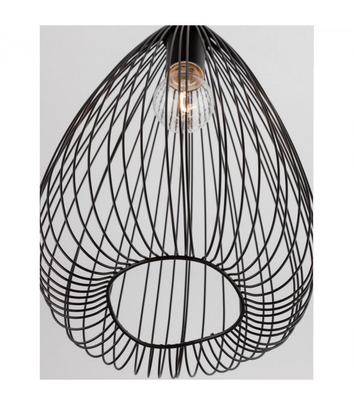 July 23cm Wire Frame Pendant Ceiling Light Black Metal Black LED E27-5