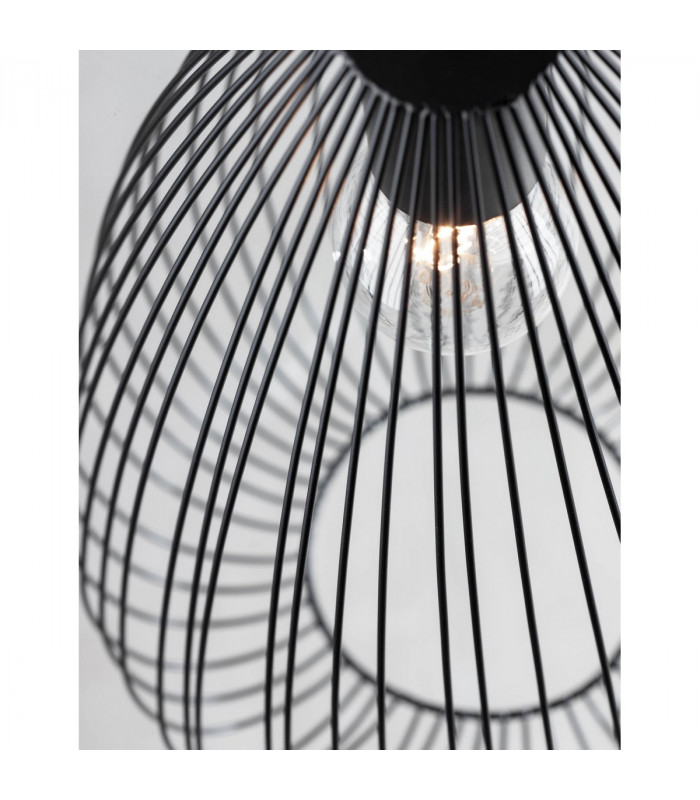 July 23cm Wire Frame Pendant Ceiling Light Black Metal Black LED E27-7