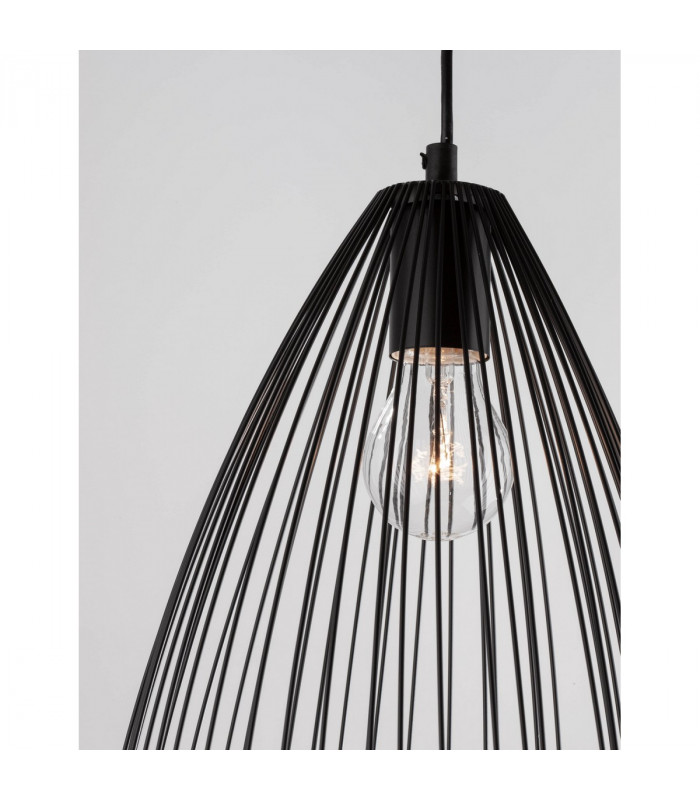 July 23cm Wire Frame Pendant Ceiling Light Black Metal Black LED E27-8