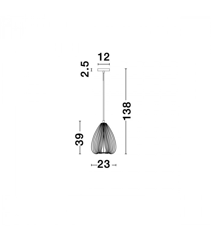July 23cm Wire Frame Pendant Ceiling Light Black Metal Black LED E27-9