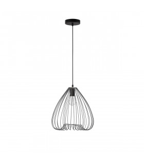 July 32cm Wire Frame Pendant Ceiling Light Grey Metal Black LED E27-1