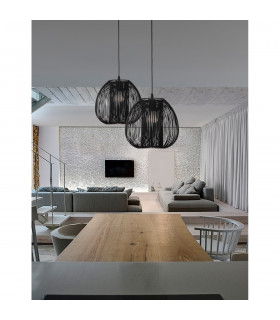 Desire 28cm Dome Pendant Ceiling Light Black Aluminium LED E27-2