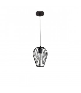 Sage 17cm Wire Frame Pendant Ceiling Light Metal Black Black Cable LED E27 25W