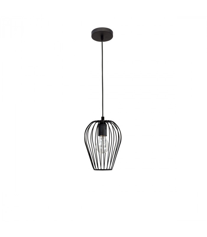 Sage 17cm Wire Frame Pendant Ceiling Light Metal Black Black Cable LED E27 25W