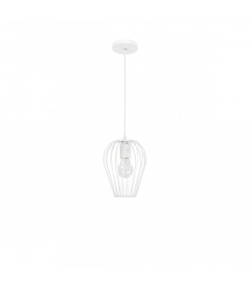 Sage 17cm Wire Frame Pendant Ceiling Light Metal White Cable LED E27 25W