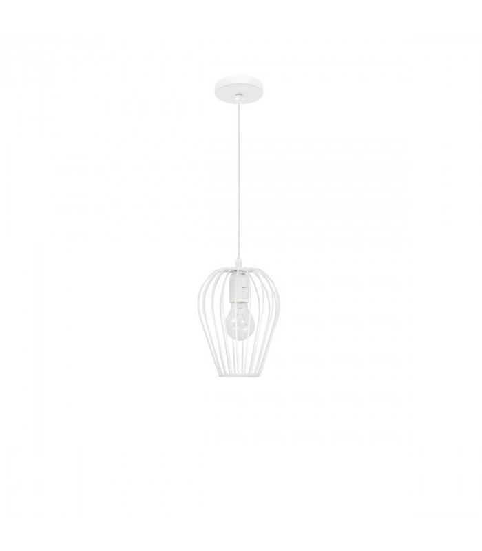 Sage 17cm Wire Frame Pendant Ceiling Light Metal White Cable LED E27 25W