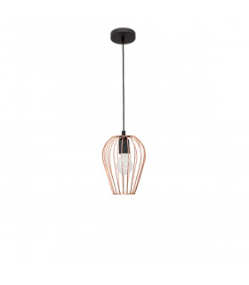 Sage 17cm Wire Frame Pendant Ceiling Light Metal Rose Gold Black Cable LED E27 25W
