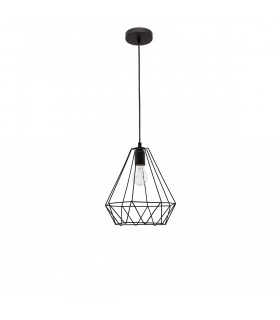 Pietra 25cm Wire Frame Pendant Ceiling Light Steel Black Black Cable LED E27 40W