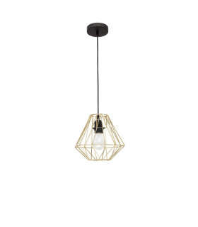 Isabella 23cm Wire Frame Pendant Ceiling Light Steel Brass Gold Black Cable LED E27 40W