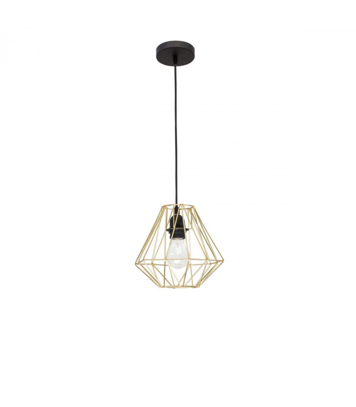 Isabella 23cm Wire Frame Pendant Ceiling Light Steel Brass Gold Black Cable LED E27 40W