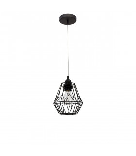 Isabella 15cm Wire Frame Pendant Ceiling Light Steel Black Black Cable LED E27 40W