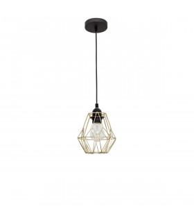Isabella 15cm Wire Frame Pendant Ceiling Light Steel Brass Gold Black Cable LED E27 40W