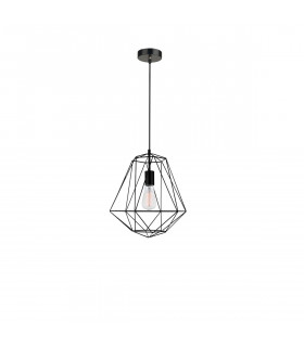 Pietra 35cm Wire Frame Pendant Ceiling Light Black Metal LED E27-1