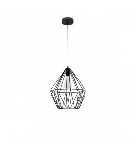 Pietra 28cm Wire Frame Pendant Ceiling Light Metal Black Black Cable LED E27 25W