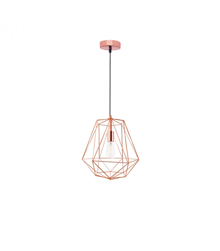 Pietra 35cm Wire Frame Pendant Ceiling Light Copper Metal LED E27-1