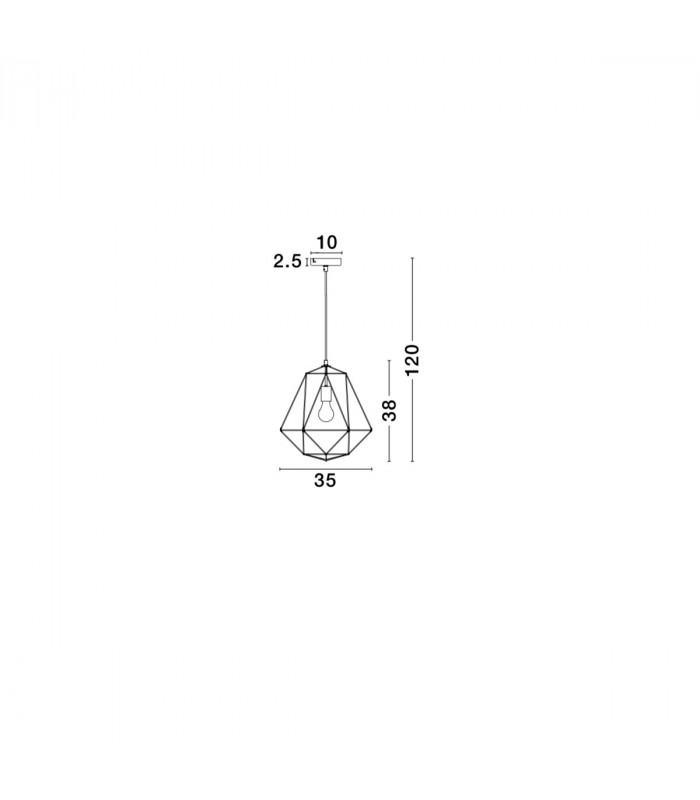 Pietra 35cm Wire Frame Pendant Ceiling Light Copper Metal LED E27-2
