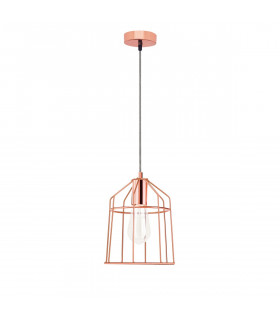 Peppino 19cm Wire Frame Pendant Ceiling Light Matt Copper Black White Fabric Wire LED E27-1
