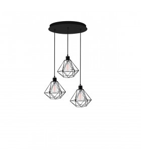 Pietra 3 Light Cluster Pendant Ceiling Light Black Metal LED E27
