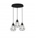 Paolo Cluster Pendant Ceiling Light Matt Black Metal Black White Fabric Wire 3xLED E27-1
