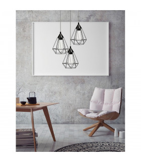 Paolo Cluster Pendant Ceiling Light Matt Black Metal Black White Fabric Wire 3xLED E27-2