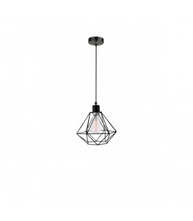 Pietra 20cm Wire Frame Pendant Ceiling Light Matt Black Metal Black White Fabric Wire LED E27-1