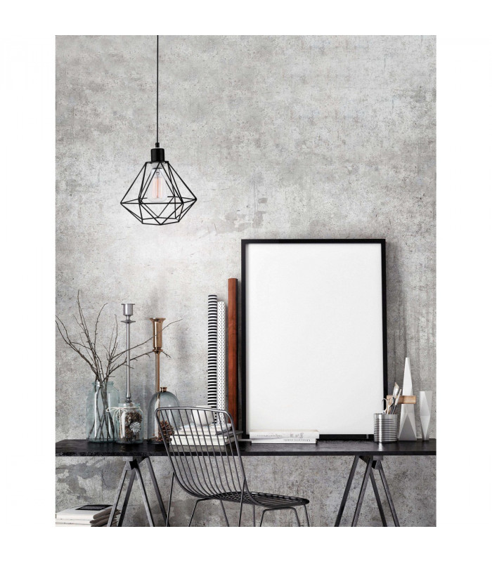 Pietra 20cm Wire Frame Pendant Ceiling Light Matt Black Metal Black White Fabric Wire LED E27-2