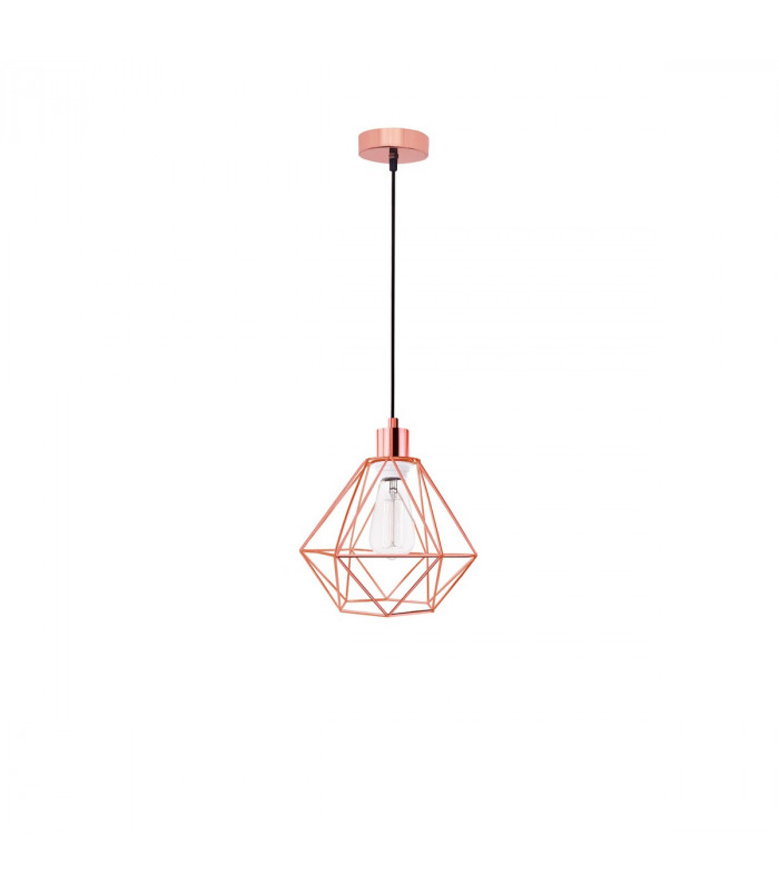 Pietra 20cm Wire Frame Pendant Ceiling Light Copper Metal LED E27-1