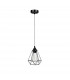 Paolo 17cm Wire Frame Pendant Ceiling Light Matt Black Metal Black White Fabric Wire LED E27-1