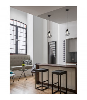 Paolo 17cm Wire Frame Pendant Ceiling Light Matt Black Metal Black White Fabric Wire LED E27-2