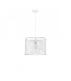 Net Cylindrical Pendant Ceiling Light White Aluminium White Fabric Wire LED E27-1
