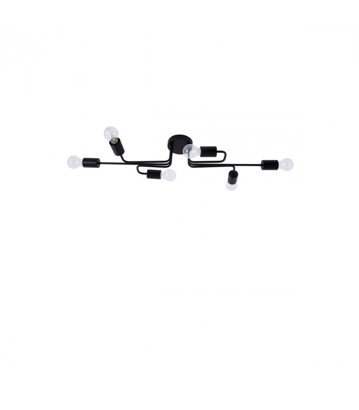 Granso 6 Light Multi Arm Semi Flush Ceiling Lamp Sandy Black Metal LED E27-1