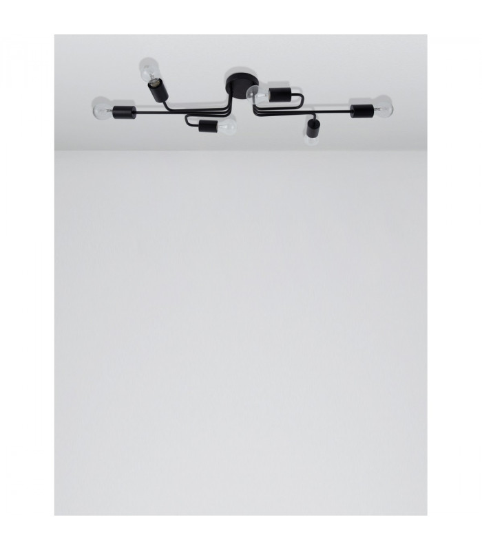 Granso 6 Light Multi Arm Semi Flush Ceiling Lamp Sandy Black Metal LED E27-4