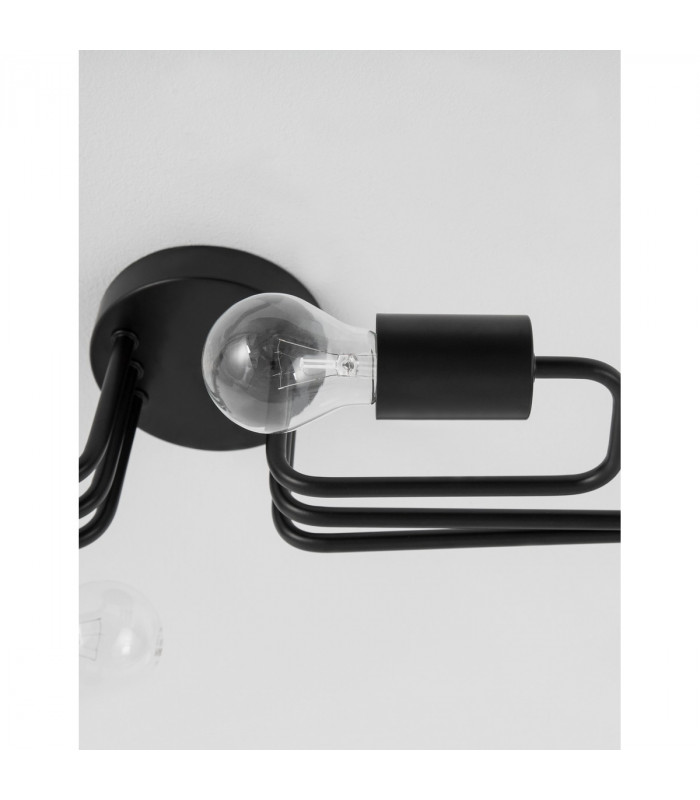 Granso 6 Light Multi Arm Semi Flush Ceiling Lamp Sandy Black Metal LED E27-6