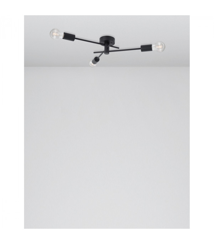 Granso 3 Light Multi Arm Semi Flush Ceiling Lamp Sandy Black Metal LED E27 3x12-4