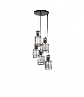 Carter 5 Light Cluster Pendant Ceiling Light Black Aluminium Crystal LED E27-1