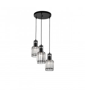Carter 3 Light Cluster Pendant Ceiling Light Black Aluminium Crystal LED E27-1