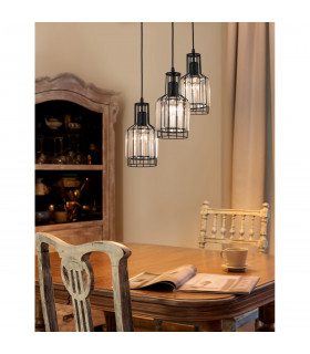 Carter 3 Light Cluster Pendant Ceiling Light Black Aluminium Crystal LED E27-2