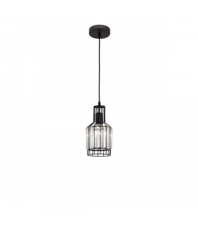 Carter Wire Frame Pendant Ceiling Light Black Aluminium Crystal LED E27-1