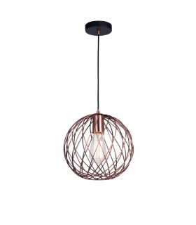 Eriberto 25cm Wire Frame Pendant Ceiling Light Rust Copper Metal LED E27-1