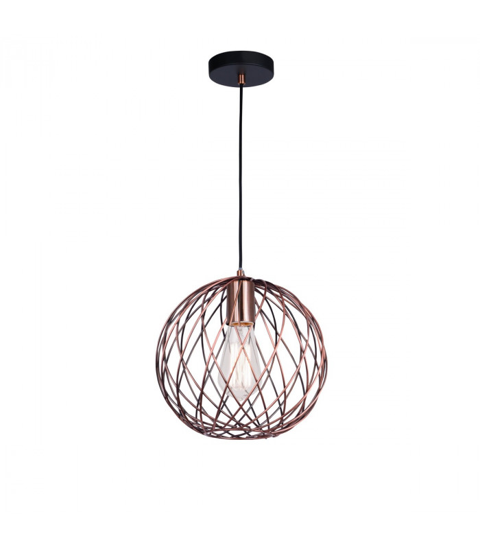 Eriberto 25cm Wire Frame Pendant Ceiling Light Rust Copper Metal LED E27-1