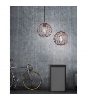 Eriberto 25cm Wire Frame Pendant Ceiling Light Rust Copper Metal LED E27-2