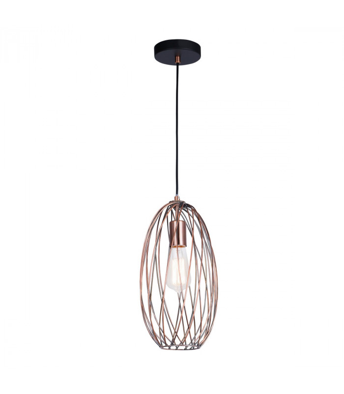 Eriberto 18cm Wire Frame Pendant Ceiling Light Rust Copper Metal LED E27-1